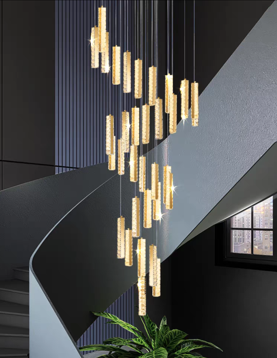 Extra Large Modern Spiral Crystal Ceiling Light Decoration for Staircase/ High Ceiling Living Room/ Hotel Lobby/ Hallway - view 3