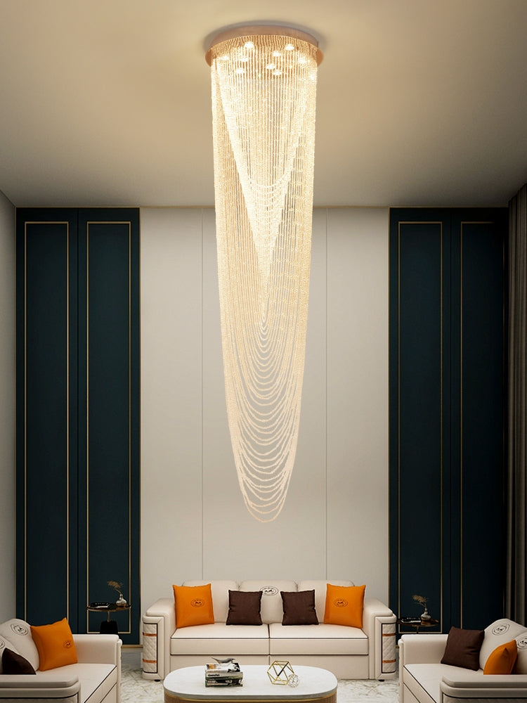 Extra Large Affordable Luxury Tiered Tassel Watefall Crystal Chandelier for Spiral Staircase/Villa/Hotel Lobby/Foyer - view 9