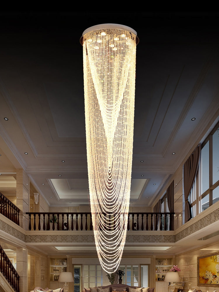 Extra Large Affordable Luxury Tiered Tassel Watefall Crystal Chandelier for Spiral Staircase/Villa/Hotel Lobby/Foyer - view 10