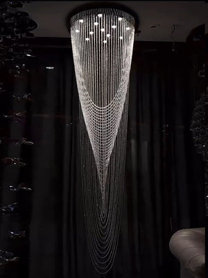 Extra Large Affordable Luxury Tiered Tassel Watefall Crystal Chandelier for Spiral Staircase/Villa/Hotel Lobby/Foyer - view 13