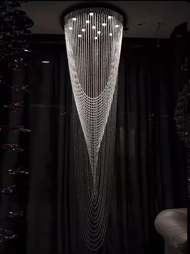 Extra Large Affordable Luxury Tiered Tassel Watefall Crystal Chandelier for Spiral Staircase/Villa/Hotel Lobby/Foyer - view 13
