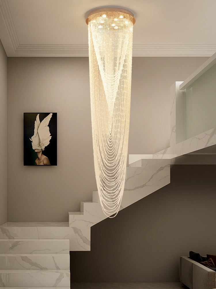 Extra Large Affordable Luxury Tiered Tassel Watefall Crystal Chandelier for Spiral Staircase/Villa/Hotel Lobby/Foyer - view 6