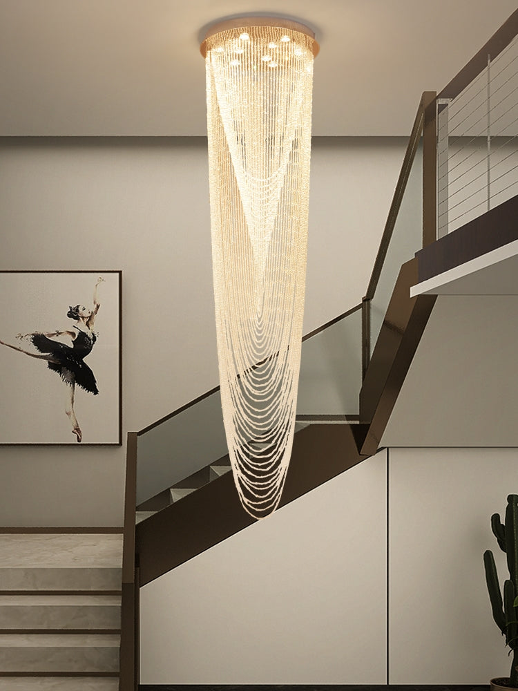 Extra Large Affordable Luxury Tiered Tassel Watefall Crystal Chandelier for Spiral Staircase/Villa/Hotel Lobby/Foyer - view 8