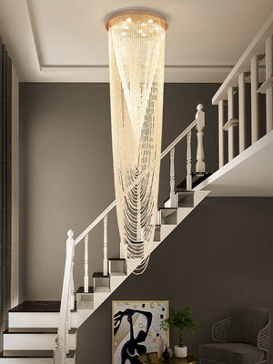 Extra Large Affordable Luxury Tiered Tassel Watefall Crystal Chandelier for Spiral Staircase/Villa/Hotel Lobby/Foyer - view 7