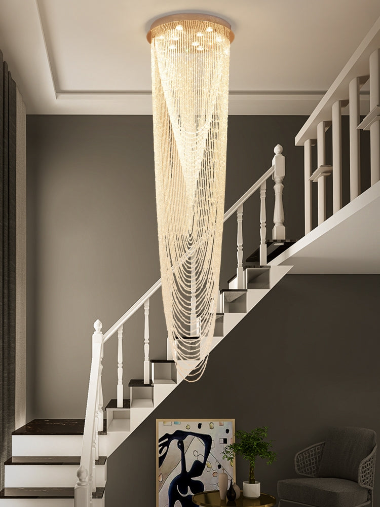 Extra Large Affordable Luxury Tiered Tassel Watefall Crystal Chandelier for Spiral Staircase/Villa/Hotel Lobby/Foyer - view 7