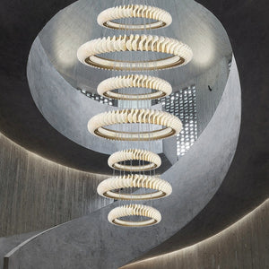 Extra Large Tiers Modern Stainless Steel Ring Chandelier for Living Room/Foyer/Big Entrys - view 11
