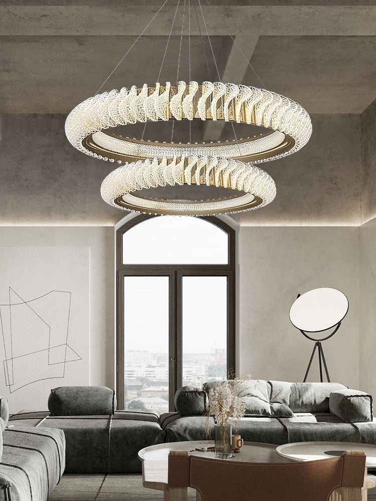 Extra Large Tiers Modern Stainless Steel Ring Chandelier for Living Room/Foyer/Big Entrys - view 9