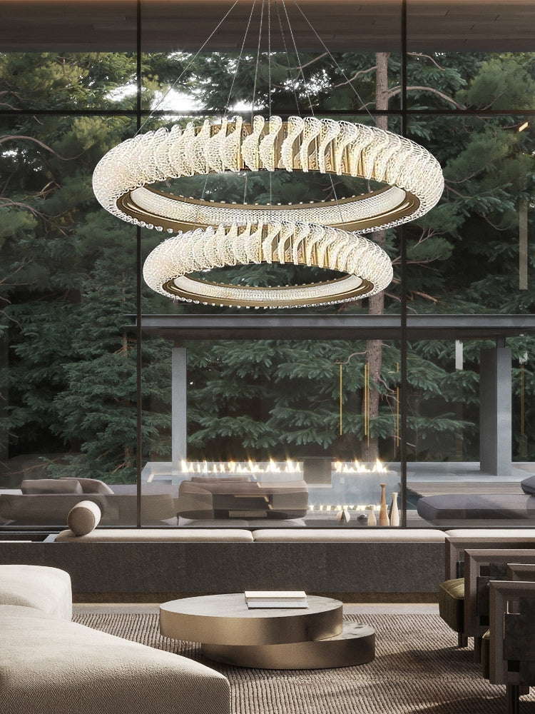 Extra Large Tiers Modern Stainless Steel Ring Chandelier for Living Room/Foyer/Big Entrys - view 10