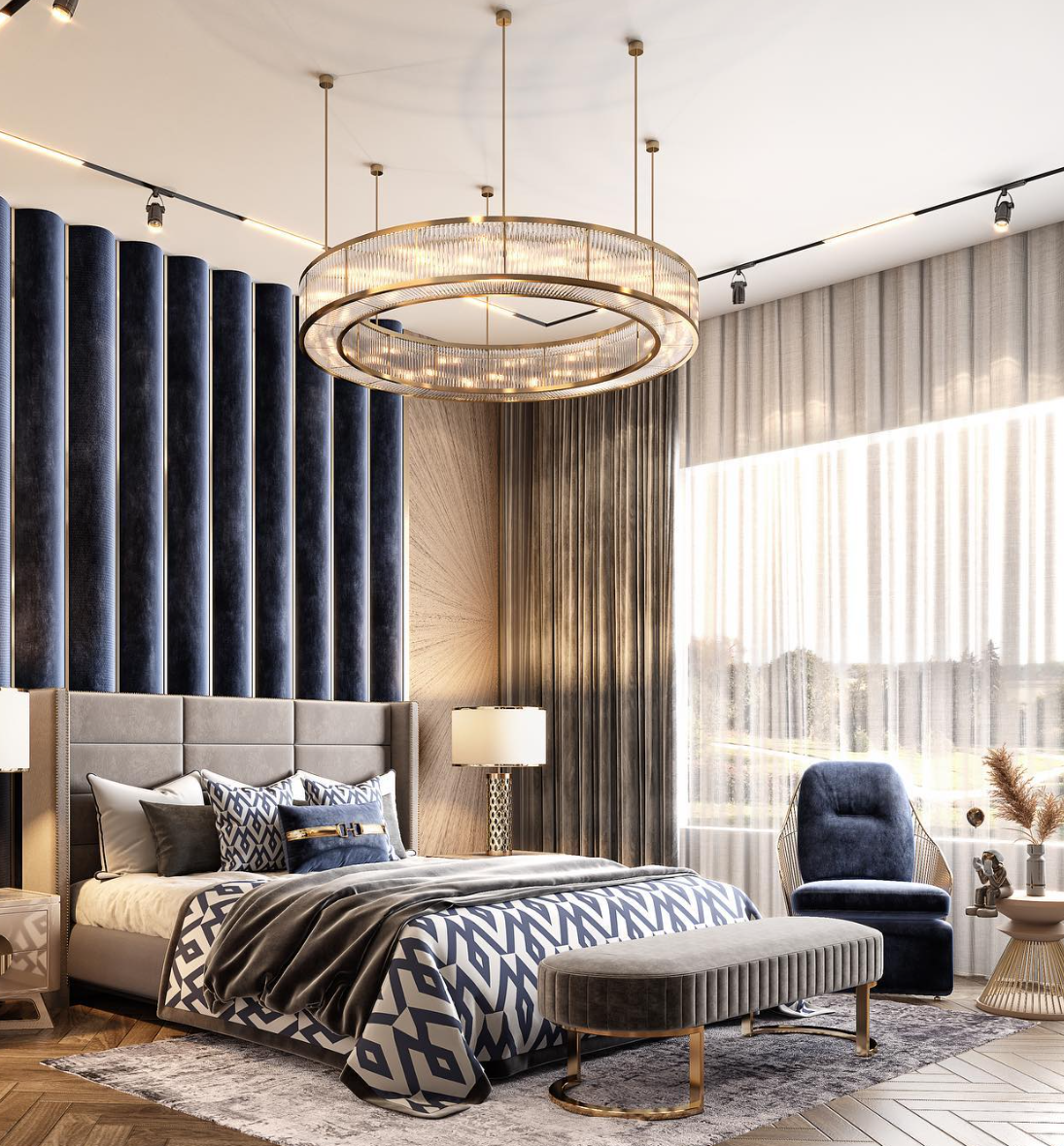 Modern Round Drum Dimmable Chandelier for Living Room/Bedroom - view 3