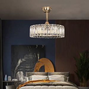 Modern Invisible Blade Fan Light Crystal Chandelier for Living/Dining Room/Bedroom, ceiling fan - view 4