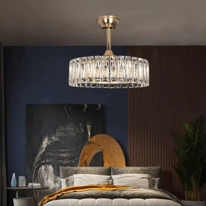 Modern Invisible Blade Fan Light Crystal Chandelier for Living/Dining Room/Bedroom, ceiling fan - view 4