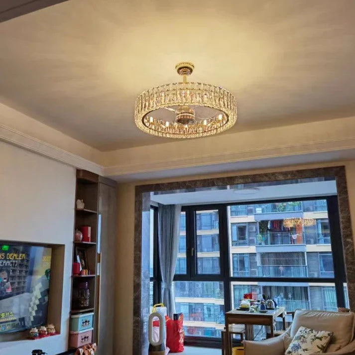 Modern Invisible Blade Fan Light Crystal Chandelier for Living/Dining Room/Bedroom, ceiling fan - view 5