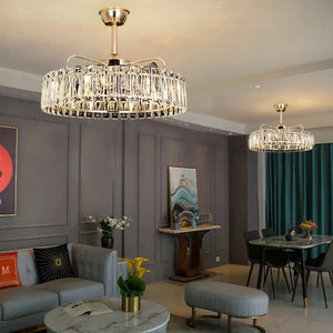 Modern Invisible Blade Fan Light Crystal Chandelier for Living/Dining Room/Bedroom, ceiling fan - view 2