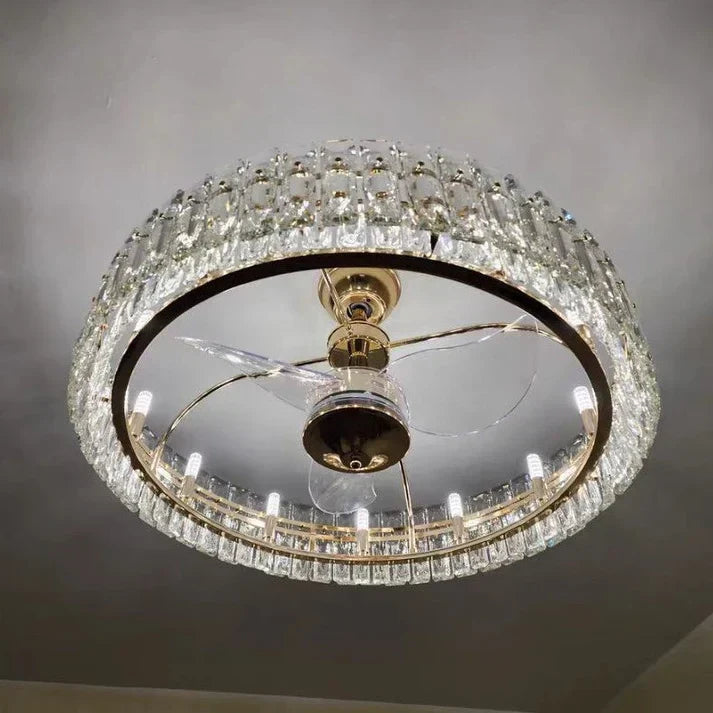 Modern Invisible Blade Fan Light Crystal Chandelier for Living/Dining Room/Bedroom, ceiling fan - view 7