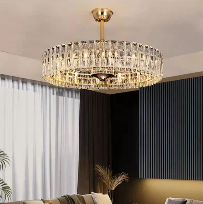 Modern Invisible Blade Fan Light Crystal Chandelier for Living/Dining Room/Bedroom, ceiling fan - view 3