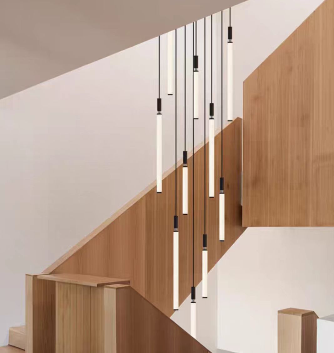 Nordic Fashion Minimalist Black Straight Pendant Chandelier for Bedside/Staircase/Loft/Duplex - view 4