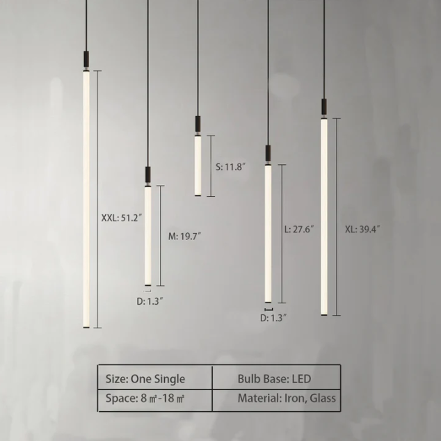 Nordic Fashion Minimalist Black Straight Pendant Chandelier for Bedside/Staircase/Loft/Duplex - view 12
