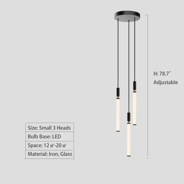 Nordic Fashion Minimalist Black Straight Pendant Chandelier for Bedside/Staircase/Loft/Duplex - view 13