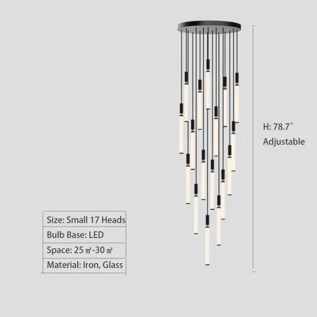 Nordic Fashion Minimalist Black Straight Pendant Chandelier for Bedside/Staircase/Loft/Duplex - view 16