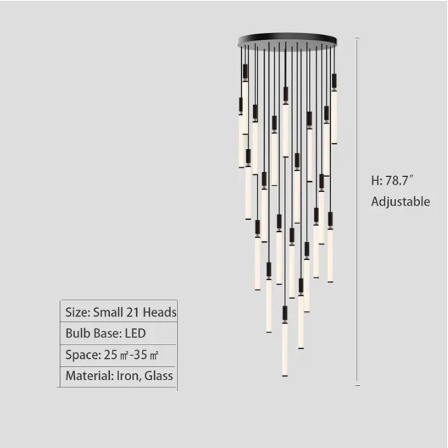 Nordic Fashion Minimalist Black Straight Pendant Chandelier for Bedside/Staircase/Loft/Duplex - view 17