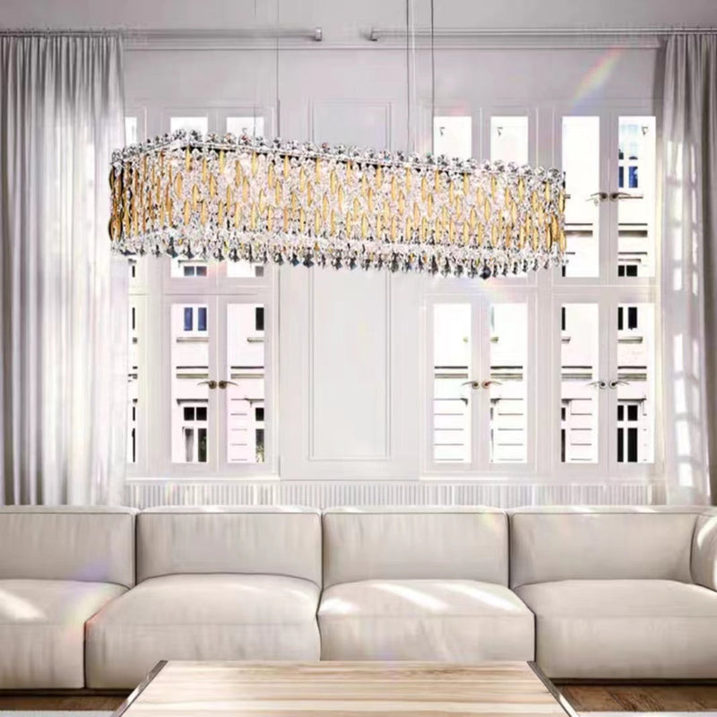 Extra Large Luxury Rectangle Crystal Pendant Chandelier for Living/Dining Room/Kitchen Island, rectangular - v