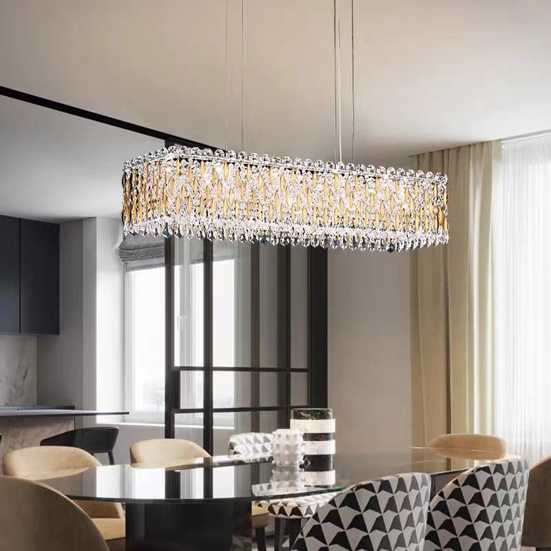 Extra Large Luxury Rectangle Crystal Pendant Chandelier for Living/Dining Room/Kitchen Island, rectangular - view 2