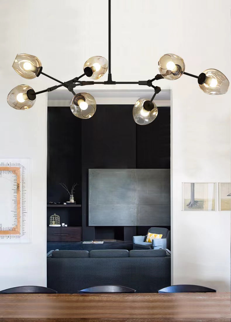 Modern Industrial Branch Chandelier with Multiple Glass Pendants Extra Large for Living or Dining Room - view 6