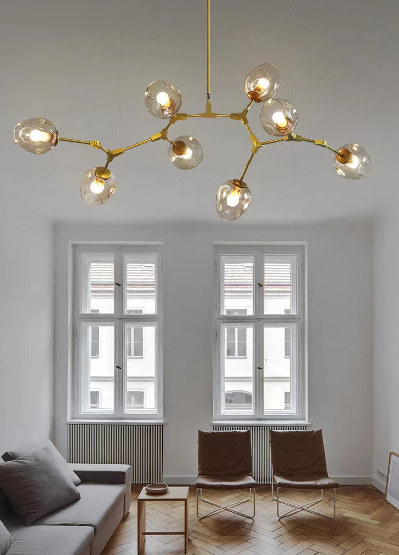Modern Industrial Branch Chandelier with Multiple Glass Pendants Extra Large for Living or Dining Room - view 8
