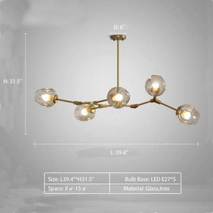 Modern Industrial Branch Chandelier with Multiple Glass Pendants Extra Large for Living or Dining Room - view 11
