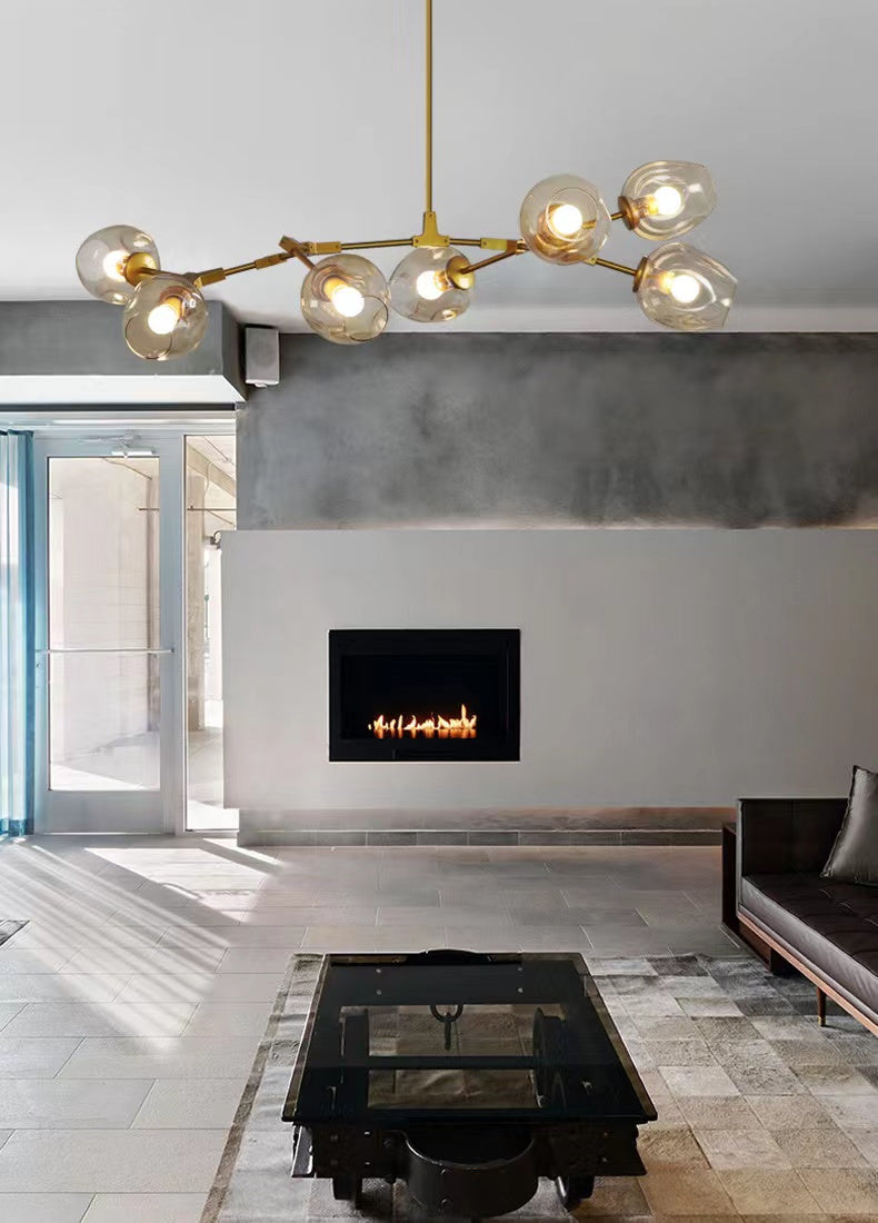 Modern Industrial Branch Chandelier with Multiple Glass Pendants Extra Large for Living or Dining Room - view 4