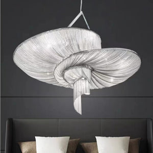 Oversized Art Fashion Spiral Tassel Aluminum Chain Chandelier for Living Room/Foyer - view 4