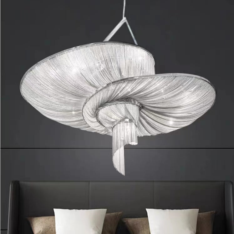 Oversized Art Fashion Spiral Tassel Aluminum Chain Chandelier for Living Room/Foyer - view 4