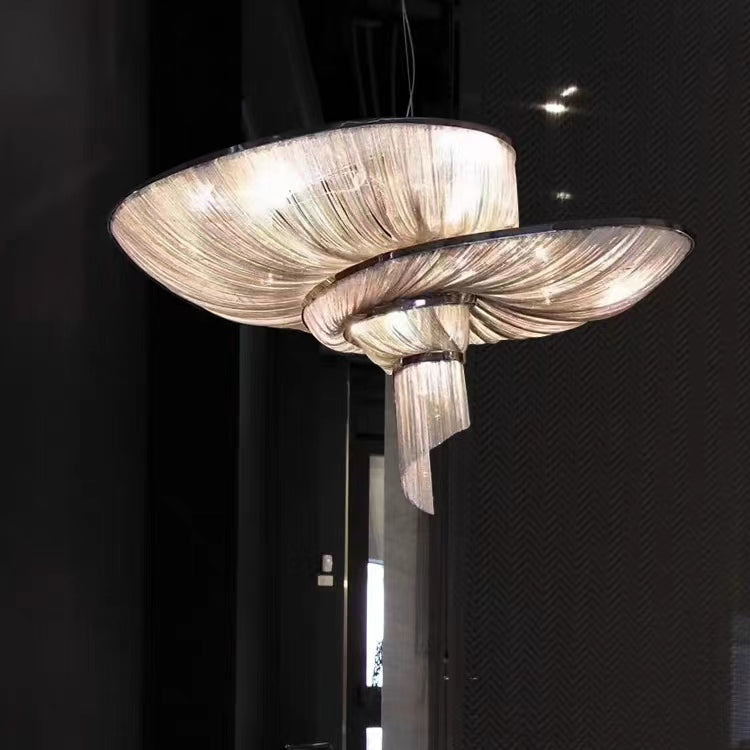 Oversized Art Fashion Spiral Tassel Aluminum Chain Chandelier for Living Room/Foyer - view 3