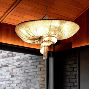 Oversized Art Fashion Spiral Tassel Aluminum Chain Chandelier for Living Room/Foyer - view 9