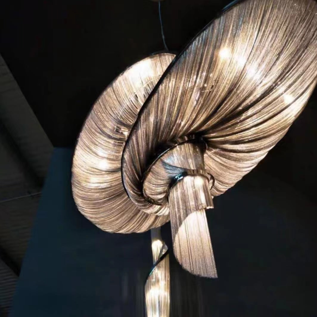 Oversized Art Fashion Spiral Tassel Aluminum Chain Chandelier for Living Room/Foyer - view 6