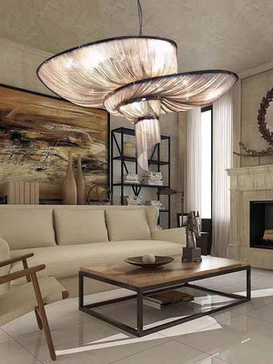 Oversized Art Fashion Spiral Tassel Aluminum Chain Chandelier for Living Room/Foyer - view 11