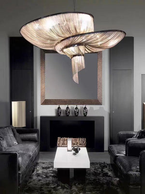 Oversized Art Fashion Spiral Tassel Aluminum Chain Chandelier for Living Room/Foyer - view 12