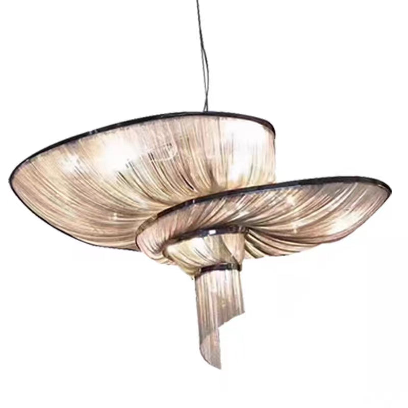 Oversized Art Fashion Spiral Tassel Aluminum Chain Chandelier for Living Room/Foyer - view 14