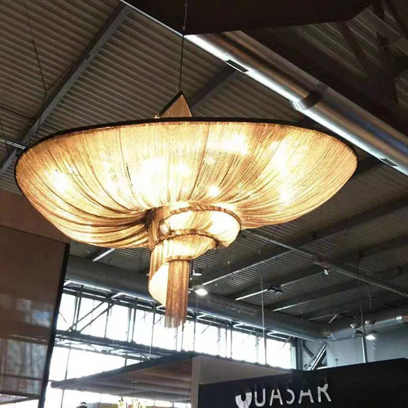 Oversized Art Fashion Spiral Tassel Aluminum Chain Chandelier for Living Room/Foyer - view 8