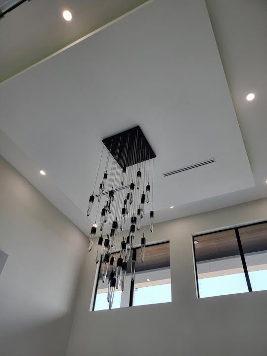 Modern Light Luxury Round/Rectangle Ceiling Pendant Light in Black Finish for Kitchen Island/ Staircase/Living Room - view 5
