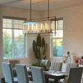 Bauros Glass Lantern Rectangular Chandelier 72"