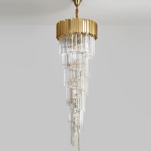 Luxury Gold Spiral Crystal Chandelier for Staircase/Foyer/Entryway - view 9
