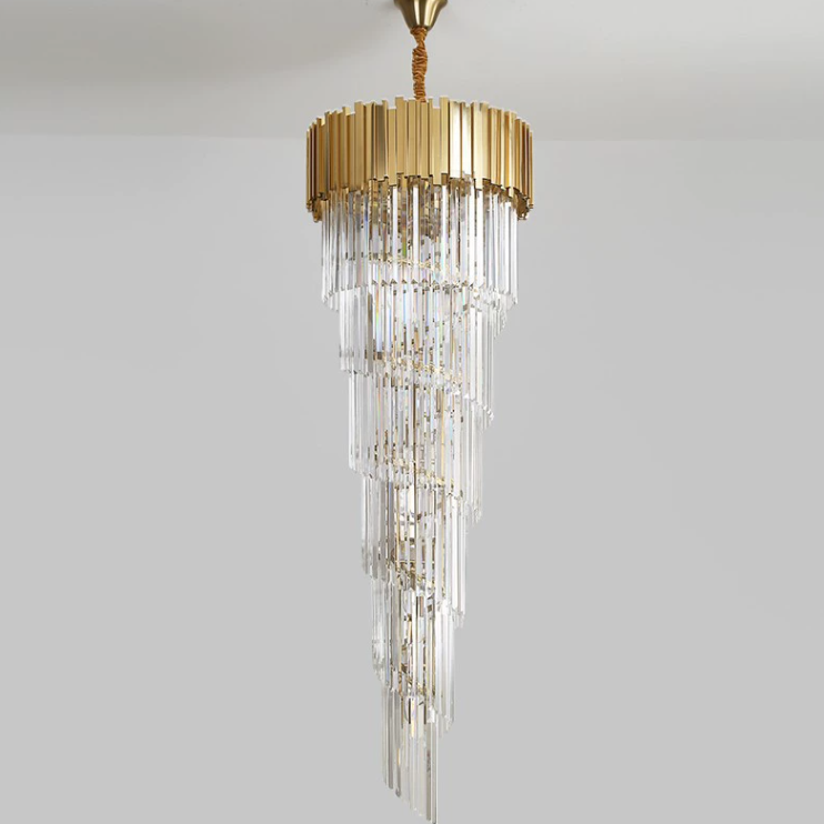 Luxury Gold Spiral Crystal Chandelier for Staircase/Foyer/Entryway - view 9