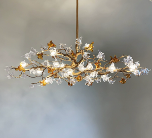 Designer Favorite Brass Branch Chandelier with Artistic Flower Glass for Dining Room Living Room and Kitchen Island - view 19