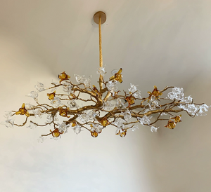 Designer Favorite Brass Branch Chandelier with Artistic Flower Glass for Dining Room Living Room and Kitchen Island - view 20
