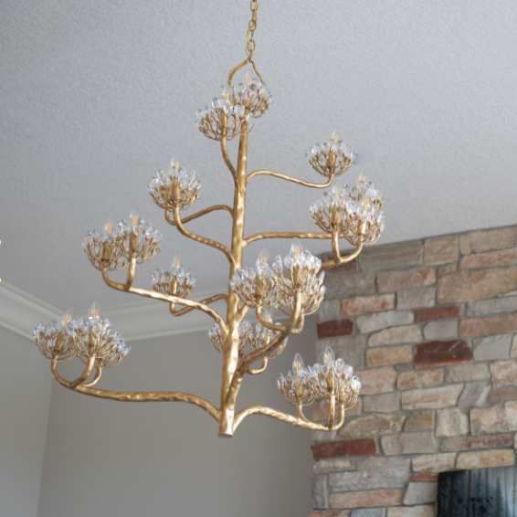 Luxury Branch Flower Chandelier in Gold for Living Room Staircase and Bedroom Lighting - view 2
