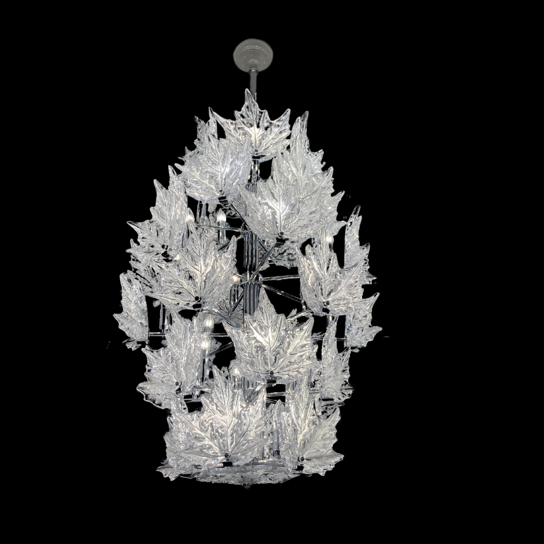Modern Creative Clear Crystal Maple Leaf Chandelier for Living Room/Bedroom - view 3