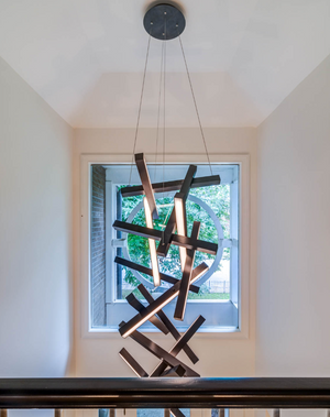 Modern Vertical Geometric Aluminum Chandelier for Staircase/Foyer/High-ceiling - view 12