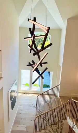 Modern Vertical Geometric Aluminum Chandelier for Staircase/Foyer/High-ceiling - view 9