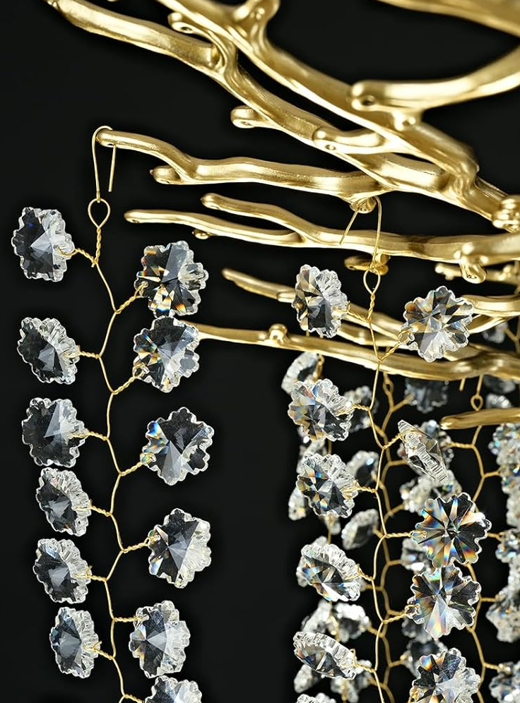 Modern Round/Rectangular Floral Crystal Chandelier for Low-ceiling - view 11